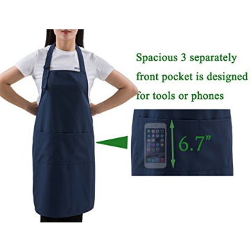 Navy Professional Adjustable Bib Apron with Pockets