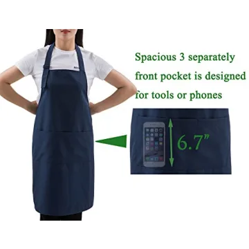Navy Professional Adjustable Bib Apron with Pockets