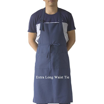 Navy Professional Adjustable Bib Apron with Pockets