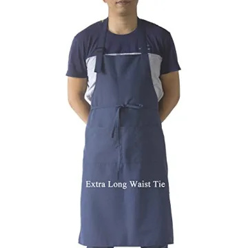 Navy Professional Adjustable Bib Apron with Pockets