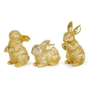 Hodao 3 PCS Easter Bunny Decorations Spring Easter Rabbit Decor Figurines Easter Day Tabletopper Dec...