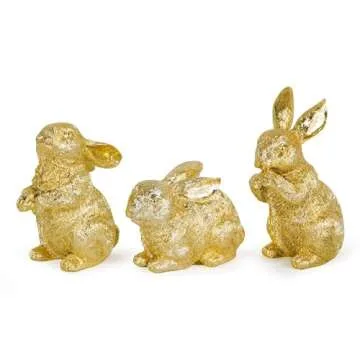 Hodao 3 PCS Easter Bunny Decorations Spring Easter Rabbit Decor Figurines Easter Day Tabletopper Dec...