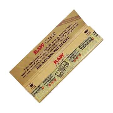 Raw Classic King Size Slim Rolling Paper Full Box of 50 Packs