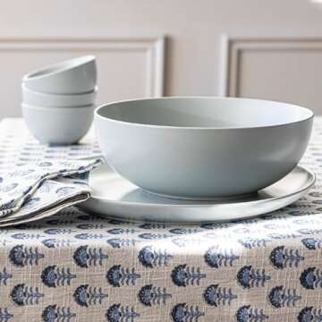 over&back Coupe Low Serving Bowl - Stoneware Dishes - All-Occasion Place Settings - 3.23qt - Semi-Matte Fog Blue