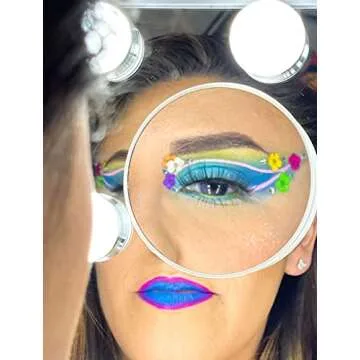 Vanity Mirror with Lights,Lighted Vanity Mirror with 12 Dimmable Bulbs for Dressing Room & Bedroom,3 Color Lighting,Modes Detachable 10x Magnification 360°Ratation