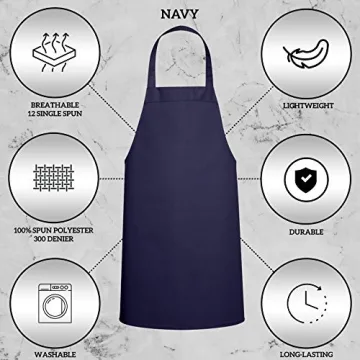 Quality Navy Bib Aprons for Men and Women in Bulk