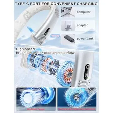 CRISLEX Portable Neck Fan - Rechargeable 7000mAh Cooling Fan