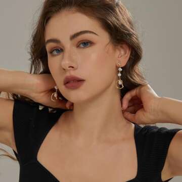 Baroque Pearl Drop 14K Gold Statement Dangle Earrings for Women