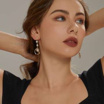 Baroque Pearl Drop 14K Gold Statement Dangle Earrings for Women