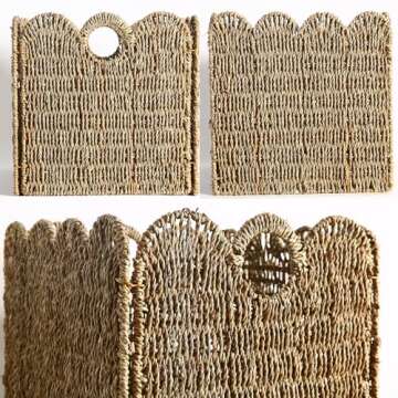 Eco-Friendly Scalloped Wicker Storage Baskets for Organizing