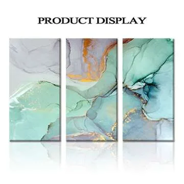 FlyWallD Ink Painting Navy Blue Marble Canvas Modern Wall Art Abstract Bedroom Print Large Wall Home Improvement Preferred Set of 3 Panel(Large)