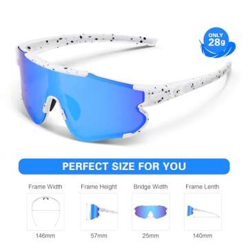 Fanshen Sports Polarized Sunglasses for Men - Baseball Softball Sun Glasses for Youth Womens Cycling, Running, Mountain Bike UV400 Protection (Black)