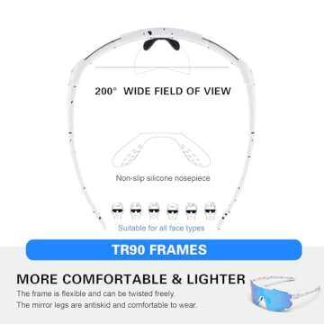 Fanshen Sports Polarized Sunglasses for Men - Baseball Softball Sun Glasses for Youth Womens Cycling, Running, Mountain Bike UV400 Protection (Black)