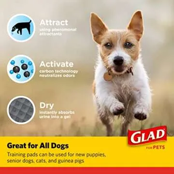 Glad for Pets Black Charcoal Puppy Pads - Super Absorbent Disposable Dog Pee Pads, Potty Training Pads, and Pet Supplies - Dog Pee Pads for Crate Training and Indoor Use 23" x 23" - 50 Count