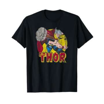 Marvel Avengers Vintage Comic Thor Mighty Hammer Throw T-Shirt