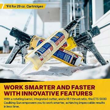 Dripless ETS5000 Industrial Grade ErgoTech Heavy Duty Gun for ¼ Gallon / 29 oz Cartridge | Reinforc...