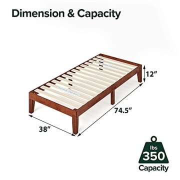 ZINUS Wen Wood Platform Bed Frame, Solid Wood Foundation, Wood Slat Support, No Box Spring Needed, Easy Assembly, Cherry, Twin