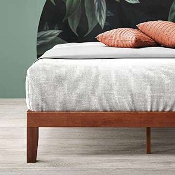 ZINUS Wen Wood Platform Bed Frame, Solid Wood Foundation, Wood Slat Support, No Box Spring Needed, Easy Assembly, Cherry, Twin