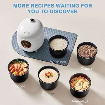 Bear Rice Cooker 2-Cups Uncooked, 1.2L Small Rice Cooker with Non-stick Coating, BPA Free, Portable Mini Rice Cooker, One Button to Cook and Keep Warm Function, White