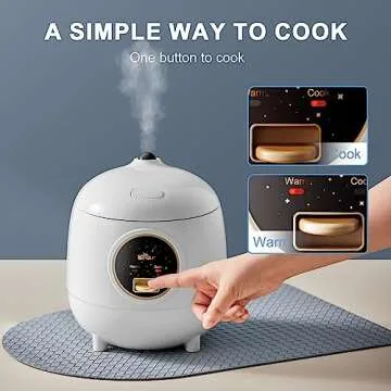 Bear Rice Cooker 2-Cups Uncooked, 1.2L Small Rice Cooker with Non-stick Coating, BPA Free, Portable Mini Rice Cooker, One Button to Cook and Keep Warm Function, White