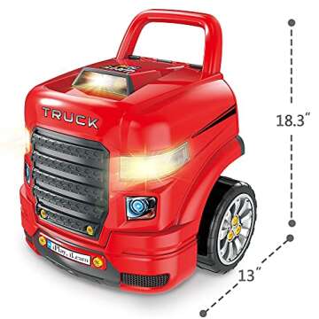 iPlay, iLearn Large Truck Engine Toy, Kids Mechanic Repair Set for 3-5 Yr Toddlers, Big Builder Kit, Take Apart Motor Vehicle Pretent Play Car Service Station, Gifts 4 6 7 8 Year Old Boy Child