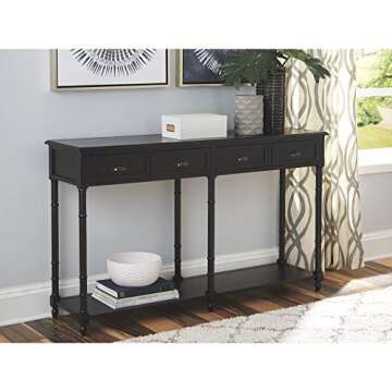 Eirdale Vintage Console Sofa Table - Stylish Black Design