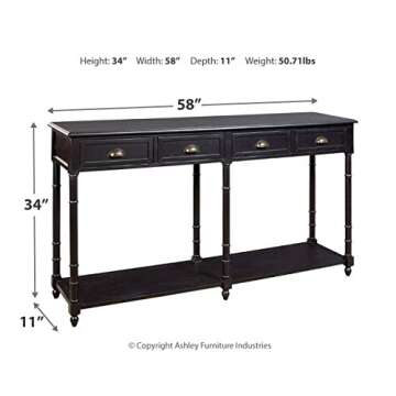Eirdale Vintage Console Sofa Table - Stylish Black Design