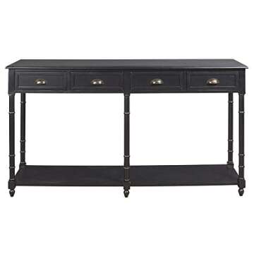 Eirdale Vintage Console Sofa Table - Stylish Black Design
