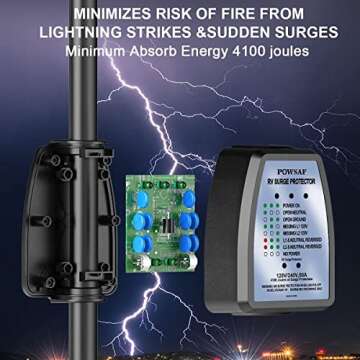 POWSAF 50A RV Surge Protector with 4100 Joules Protection