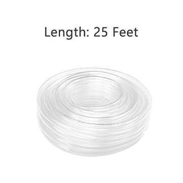 Eastrans 1/4" I.D. x 3/8" O.D. Clear Vinyl Tubing 25 Feet, Flexible Hybrid PVC Tubing Hose, Lightweight Plastic Tube UV Chemical Resistant Vinyl Hose, BPA Free and Non Toxic