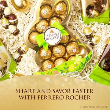 Ferrero Rocher, 13 Count, Premium Gourmet Milk Chocolate Hazelnut, Individually Wrapped Candy for Gifting in a Bunny-Shaped Box, Great Easter Gift, 5.7 oz