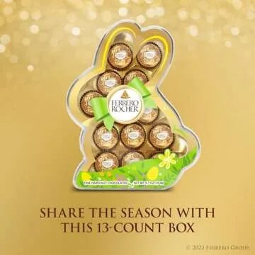 Ferrero Rocher, 13 Count, Premium Gourmet Milk Chocolate Hazelnut, Individually Wrapped Candy for Gifting in a Bunny-Shaped Box, Great Easter Gift, 5.7 oz