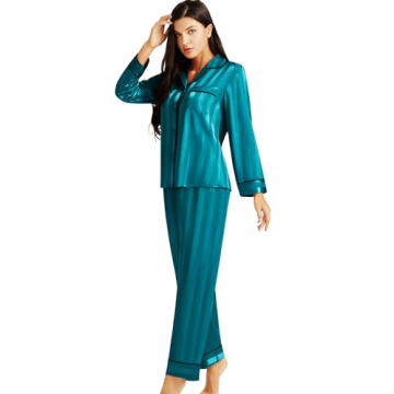 Luxurious Lonxu Women's Silk Satin Pajamas Set XL