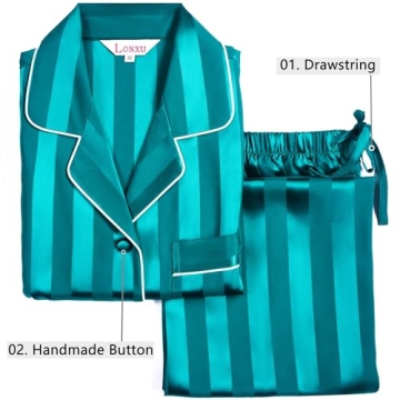 Luxurious Lonxu Women's Silk Satin Pajamas Set XL