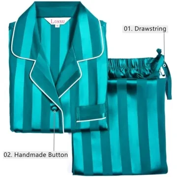 Luxurious Lonxu Women's Silk Satin Pajamas Set XL