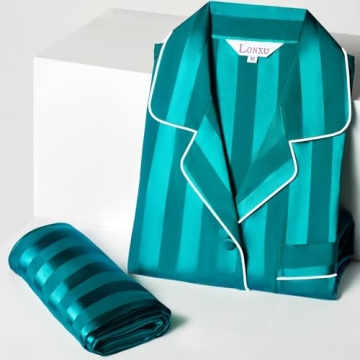 Luxurious Lonxu Women's Silk Satin Pajamas Set XL