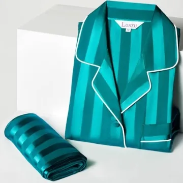 Luxurious Lonxu Women's Silk Satin Pajamas Set XL