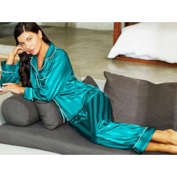 Luxurious Lonxu Women's Silk Satin Pajamas Set XL