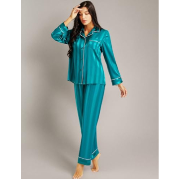 Luxurious Lonxu Women's Silk Satin Pajamas Set XL