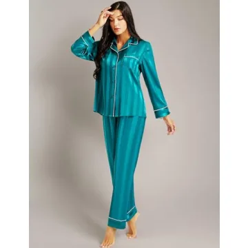 Luxurious Lonxu Women's Silk Satin Pajamas Set XL