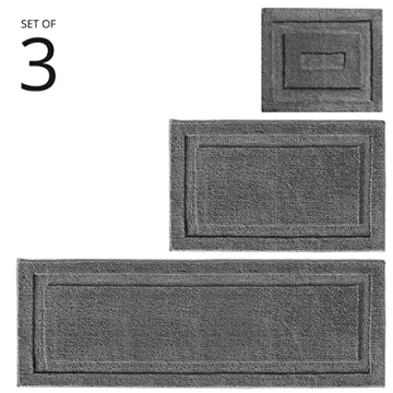 Soft Microfiber Bathroom Rugs Set - 3 Piece Charcoal Gray
