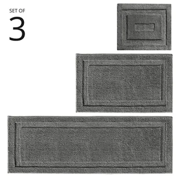 Soft Microfiber Bathroom Rugs Set - 3 Piece Charcoal Gray