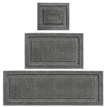 Soft Microfiber Bathroom Rugs Set - 3 Piece Charcoal Gray