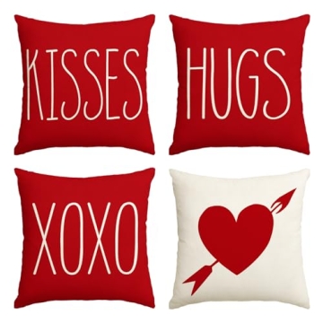 AVOIN Valentine's Day Pillow Cover Set of 4 - Charming Decor