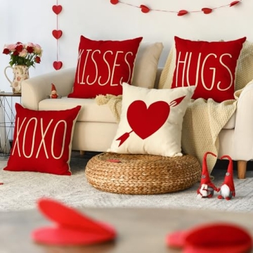 AVOIN Valentine's Day Pillow Cover Set of 4 - Charming Decor