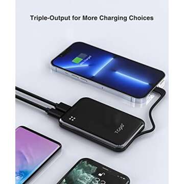 TG90° Mini Power Bank 4500mah Portable Charger with Built in Cable, Ultra Compact Battery Pack Portable Phone Charger Compatible with iPhone 13/13 Pro/12/12 Pro/11/11 Pro Max/X/XR/8/8 Plus/SE