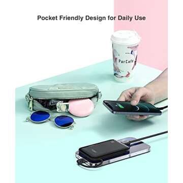 TG90° Mini Power Bank 4500mah Portable Charger with Built in Cable, Ultra Compact Battery Pack Portable Phone Charger Compatible with iPhone 13/13 Pro/12/12 Pro/11/11 Pro Max/X/XR/8/8 Plus/SE
