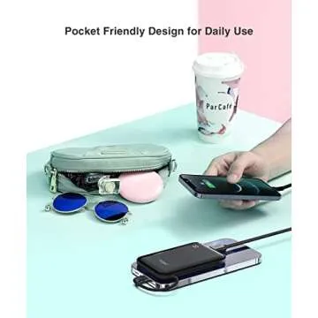 TG90° Mini Power Bank 4500mah Portable Charger with Built in Cable, Ultra Compact Battery Pack Portable Phone Charger Compatible with iPhone 13/13 Pro/12/12 Pro/11/11 Pro Max/X/XR/8/8 Plus/SE