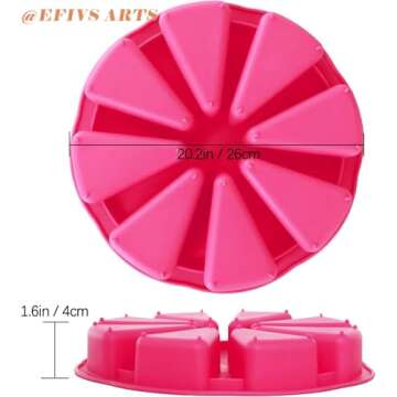 EFIVS ARTS 8 Cavity Cake Slice Mold - Scone, Pizza, Cornbread, Mousse, Triangle Soap Mold