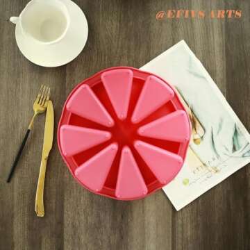 EFIVS ARTS 8 Cavity Cake Slice Mold - Scone, Pizza, Cornbread, Mousse, Triangle Soap Mold
